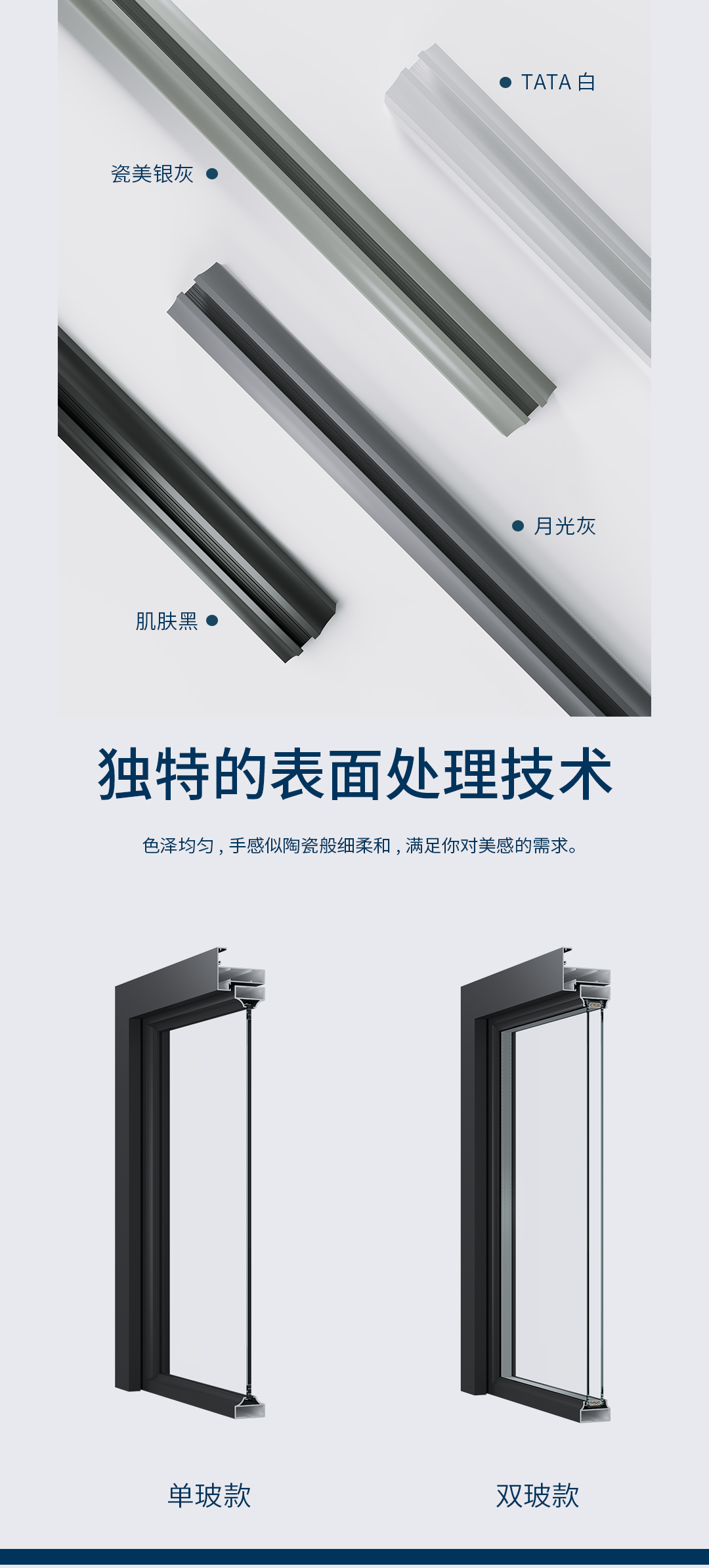 欧帆铝型材：单玻璃款，双玻璃款