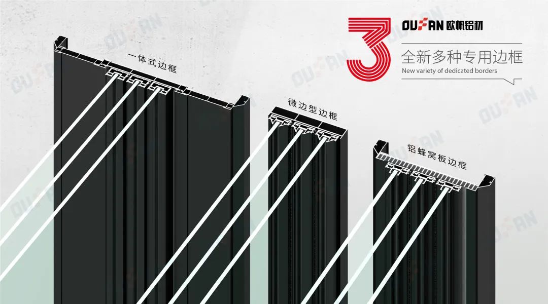 欧帆铝型材_3种专用边框 一体式边框、微边型边框、铝蜂窝板边框